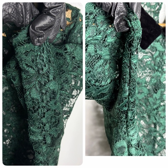 NWT Eloquii green lace sheer blouse with Black velvet Collar size 16 - Picture 4 of 8